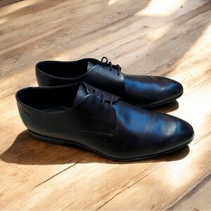 Hugo Boss Black Leather Plain Toe Size 11 Men's Shoes Derby Formal Casual